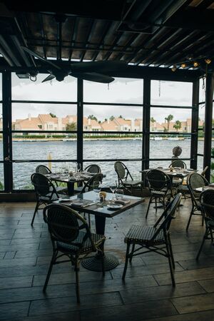 USA - october, 2019 wine restaurant interior.のeditorial素材