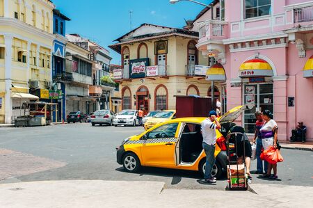 PANAMA CITY, PANAMA - june, 2019. Old buildings in the old part of Panama City.のeditorial素材