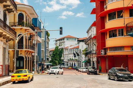 PANAMA CITY, PANAMA - june, 2019. Old buildings in the old part of Panama City.のeditorial素材