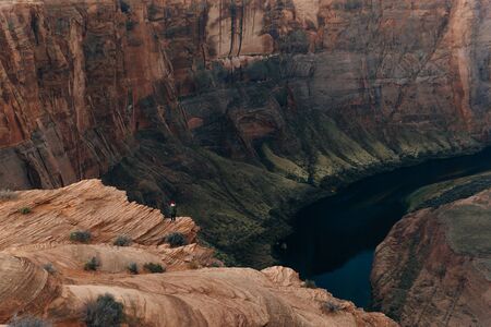 Horseshoe Bend in Glen Canyon National Recreation Area in early dawnの写真素材