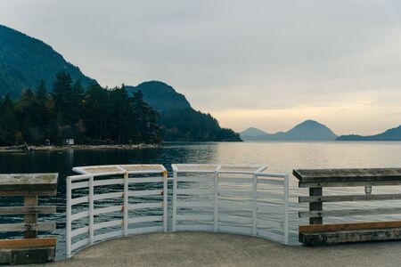 observation deck on the lake. marina, canadaの写真素材