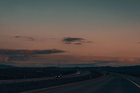 sunset view road to the famous Hoover Dam at Nevada.