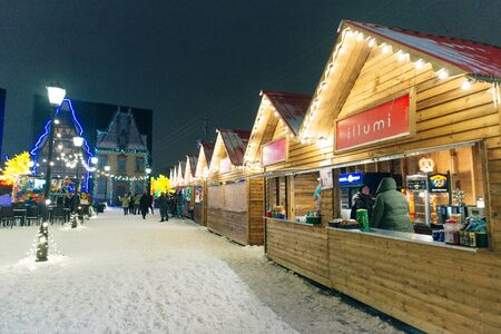 Montreal, Canada - Dacabra 2019 Christmas Market at Night.