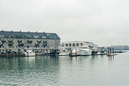 Boston, Ma, USA Boston Waterfront Marina, Long Wharf in Boston Harborの写真素材