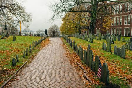 Boston, USA - february, 2020 Common Central Burying Ground in Massachusetts USA.のeditorial素材