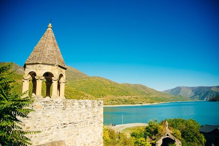 Georgian Military Road, Georgia - September 2019 Castle complex of Ananuri on the Aragvi River and Zhinvali lake.のeditorial素材