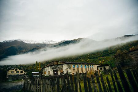 Nice view on Mestia - capital of Svaneti region, Georgia.の写真素材