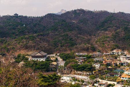 aerial view of residential area in Seoul city Seongbuk-dong.の写真素材