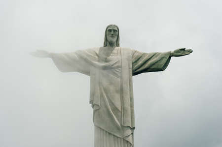 The Christ the Redeemer statue a top the Corcovado Mountain in Rio de Janeiro, Brazilのeditorial素材