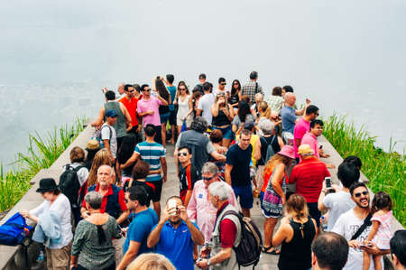 The Christ the Redeemer statue a top the Corcovado Mountain in Rio de Janeiro, Brazilのeditorial素材