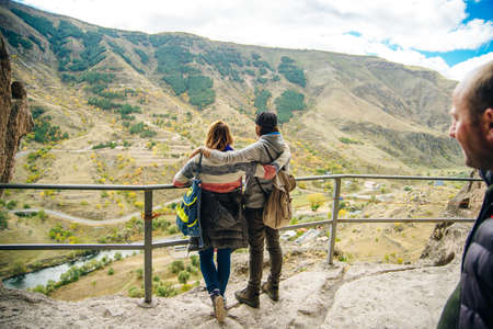 view of vardzia, city built in the rock in georgia.のeditorial素材