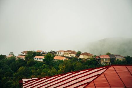 The view on Signagi and Alazani valley, Georgia.の写真素材