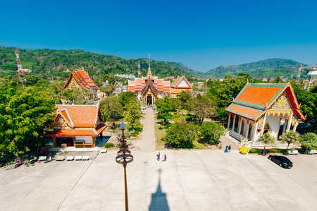 The Wat Chalong Buddhist temple in Chalong, Phuket, Thailand - sep, 2019.のeditorial素材