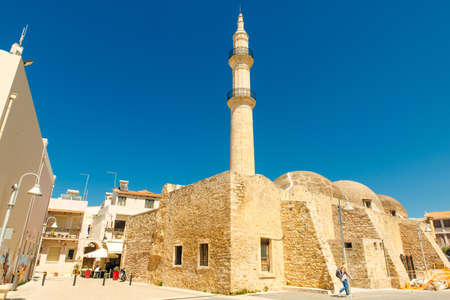 Rethymno, Crete, Greece, Jul 2019 The Neratzes Mosque square, today houses the Municipal Odeon.のeditorial素材