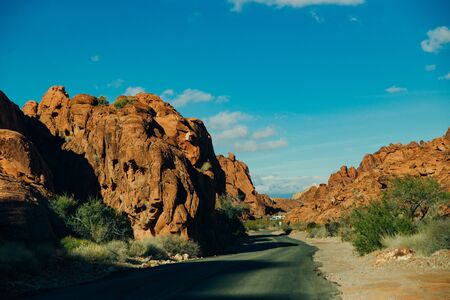 Panoramic view of Fire Canyon Silica Dome in Valley of Fire State Park, Nevada United States.の写真素材