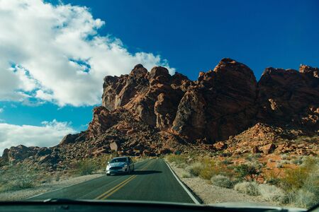 Panoramic view of Fire Canyon Silica Dome in Valley of Fire State Park, Nevada United States.の写真素材