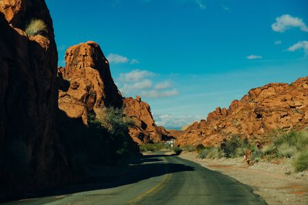 Panoramic view of Fire Canyon Silica Dome in Valley of Fire State Park, Nevada United States.の写真素材