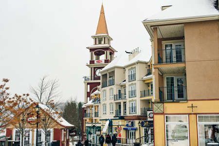 MONT-TREMBLANT, QC, CANADA - FEBRUARY 2020 Mont-Tremblant village in winter.