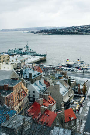 QUEBEC CITY, CANADA - dec, 2019 The ancient architecture of Quebec Cityのeditorial素材