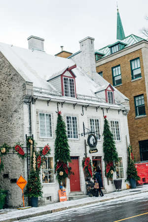 QUEBEC CITY, CANADA - dec, 2019 The ancient architecture of Quebec Cityのeditorial素材
