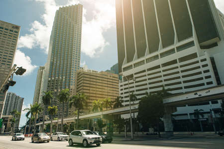 MIAMI, USA - MARCH 31, 2020 Empty streets of Miami Downtown.のeditorial素材