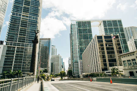 MIAMI, USA - MARCH 31, 2020 Empty streets of Miami Downtown.のeditorial素材