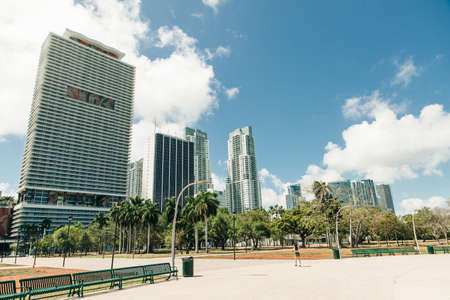 MIAMI, USA - MARCH 31, 2020 Empty streets of Miami Downtown.のeditorial素材