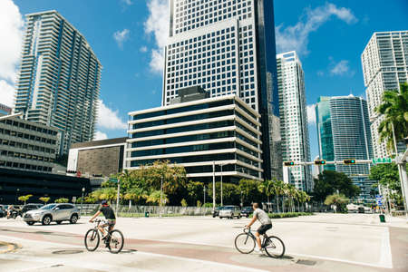 MIAMI, USA - MARCH 31, 2020 Empty streets of Miami Downtown.のeditorial素材