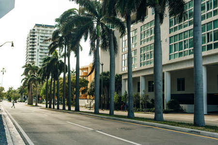 MIAMI, USA - MARCH 31, 2020 Empty streets of Miami Downtown.のeditorial素材