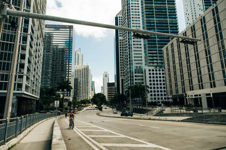 MIAMI, USA - MARCH 31, 2020 Empty streets of Miami Downtown.のeditorial素材