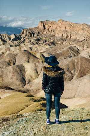 California, USA - November, 2019 The sun rises over Zabriskie Point in Death Valley National Park,のeditorial素材