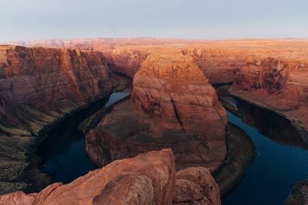 Horseshoe Bend in Glen Canyon National Recreation Area in early dawn.の写真素材