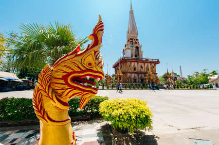 The Wat Chalong Buddhist temple in Chalong, Phuket, Thailand - sep, 2019.のeditorial素材