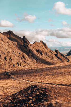 Panoramic view of Fire Canyon Silica Dome in Valley of Fire State Park, Nevada United States.の写真素材