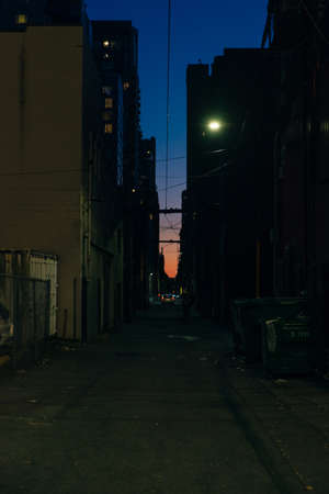 city street light in vancouver at night, bc, canada - november, 2019.のeditorial素材