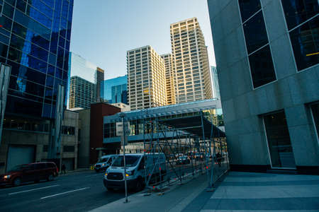 Skyscrapers towering over Calgary Alberta Canada - dec, 2019.