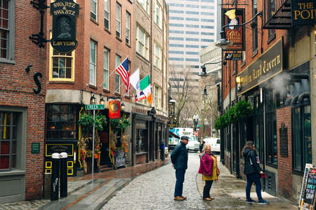 Boston, Massachusetts, USA - sep, 2019 city skyline on a cloudy day.のeditorial素材