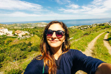 selfies The small village with unique beaches and famous resort of Agia Pelagia, Heraklion, Crete, Greece.の写真素材