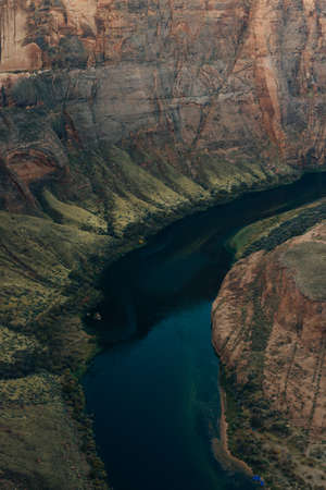 Horseshoe Bend in Glen Canyon National Recreation Area in early dawnの写真素材