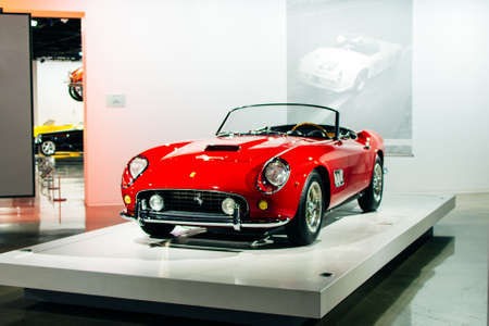 Los Angeles, CA, USA - July 2019 Red 1961 Ferrari 250 GT California Spyder SWB displayed at the Petersen Automotive Museumのeditorial素材