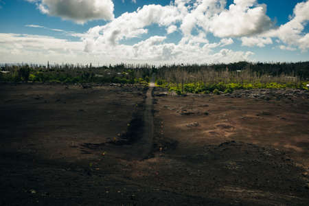 Leilani Estate, Hawaii. - Kilauea volcano eruption hardened black lava field.の写真素材