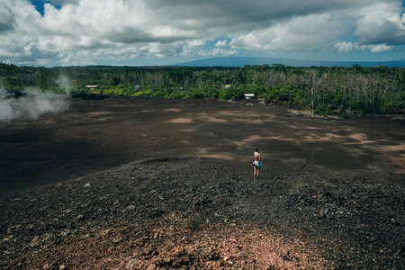 Leilani Estate, Hawaii. - Kilauea volcano eruption hardened black lava field.の写真素材