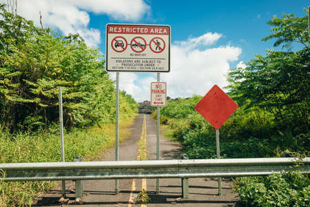 Fresh Lava From The 2018 Kilauea Eruption Covers The Road In Leilani Estates, Big Island Of Hawaii, USAの写真素材