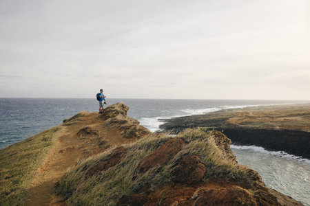 Green sand beach on Big island, Hawaii.の写真素材