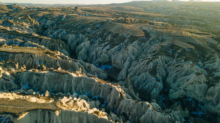 Red valley at Cappadocia, Anatolia, Turkey. Volcanic mountains in Goreme national park.