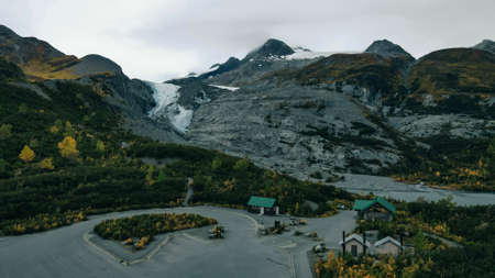 aerial view of Worthington Glacier State Recreational Site in Alaska. High quality photoの写真素材