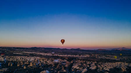 aerial view of Colorful hot air balloons at Cappadocia, Turkey. High quality photoの写真素材