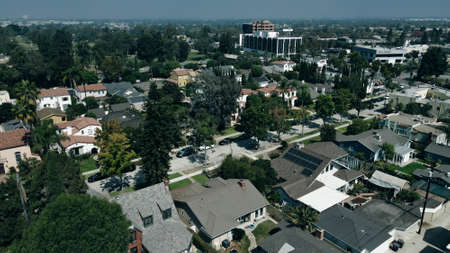 Daytime aerial view of the city of Rowland Heights, California, CA. High quality photoの写真素材