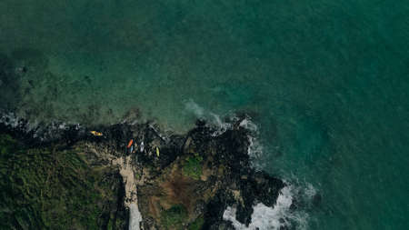 China Man's Hat. Aerial panorama of the island Mokolii of the East Coast of Oahu, Hawaiiの写真素材