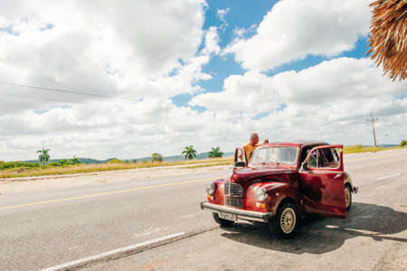 cuba - dec 2020 old car on the road. High quality photoのeditorial素材
